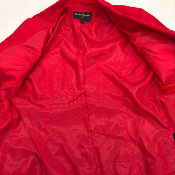 Simply Manakin Red Button Down Pocket Details Lined Short Sleeve Blazer Sz 8 - Picture 7 of 9